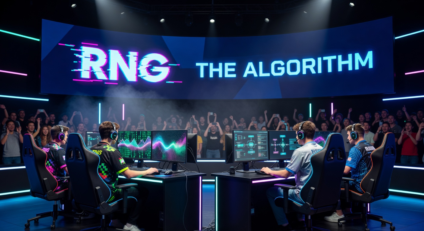 Live-Dealer-Tisch mit professionellem Croupier, der Karten verteilt, neben einem RNG-Slot-Symbol, das digitale Zufälligkeit darstellt