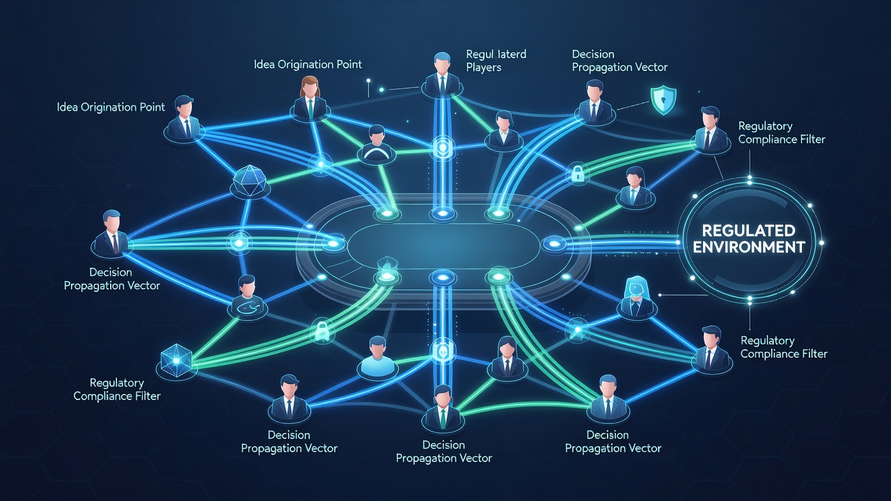 Diagramm der Ideenflüsse zwischen Spielern in virtuellen Netzwerken für Tischspiele